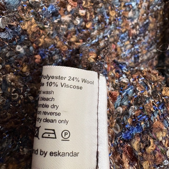 Eskander Tweed Wool Blend Oversized Open Front Cardigan Size 1 US 12 - Picture 12 of 14